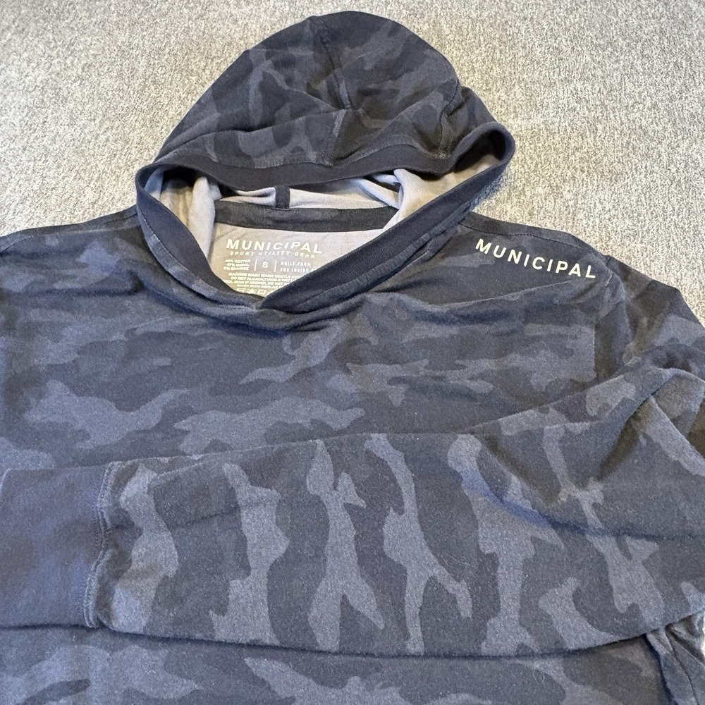 MUNICIPAL Enduro Stretch Long Sleeve Hooded T-Shirt Men's Small Camo